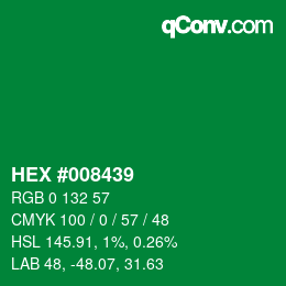 颜色代码: HEX #008439 | qconv.com