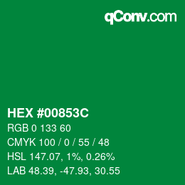 Color code: HEX #00853C | qconv.com