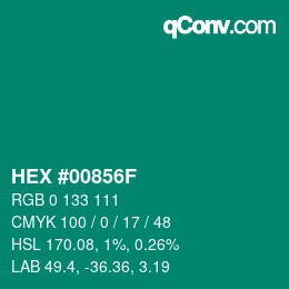 Color code: HEX #00856F | qconv.com