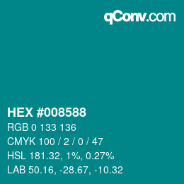 Código de color: HEX #008588 | qconv.com