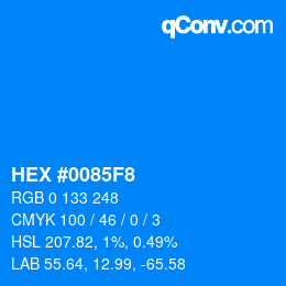 Color code: HEX #0085F8 | qconv.com