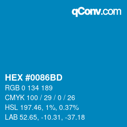 Farbcode: HEX #0086BD | qconv.com