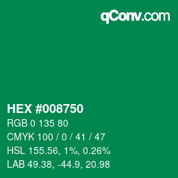 Color code: HEX #008750 | qconv.com