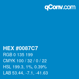 Color code: HEX #0087C7 | qconv.com