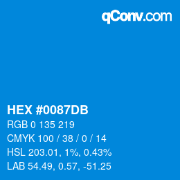 Color code: HEX #0087DB | qconv.com