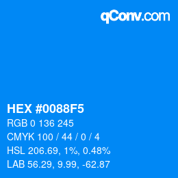 Código de color: HEX #0088F5 | qconv.com