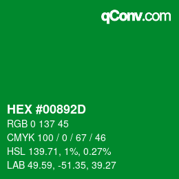 Color code: HEX #00892D | qconv.com