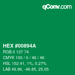 Color code: HEX #00894A | qconv.com