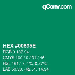 Color code: HEX #00895E | qconv.com