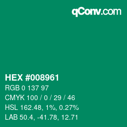 Color code: HEX #008961 | qconv.com