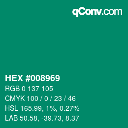 Color code: HEX #008969 | qconv.com