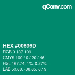 Farbcode: HEX #00896D | qconv.com