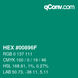 Color code: HEX #00896F | qconv.com