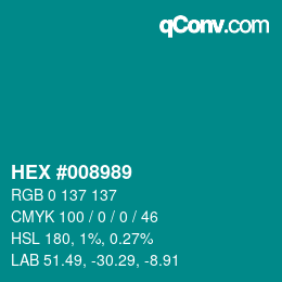 Color code: HEX #008989 | qconv.com