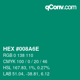 Color code: HEX #008A6E | qconv.com