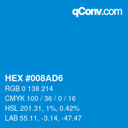 颜色代码: HEX #008AD6 | qconv.com