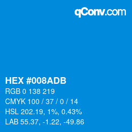 Color code: HEX #008ADB | qconv.com