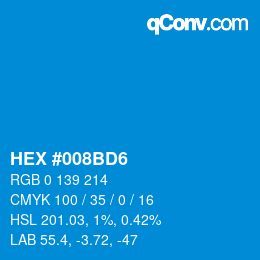 颜色代码: HEX #008BD6 | qconv.com
