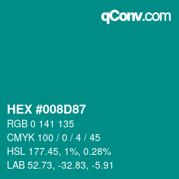 Color code: HEX #008D87 | qconv.com