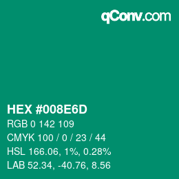 颜色代码: HEX #008E6D | qconv.com