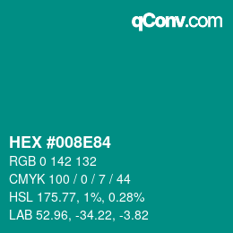 Color code: HEX #008E84 | qconv.com