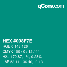 Color code: HEX #008F7E | qconv.com