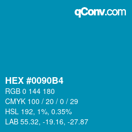 Farbcode: HEX #0090B4 | qconv.com