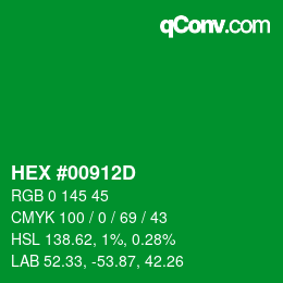 カラーコード: HEX #00912D | qconv.com