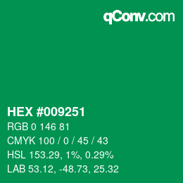 Color code: HEX #009251 | qconv.com