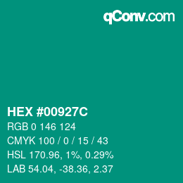 Color code: HEX #00927C | qconv.com
