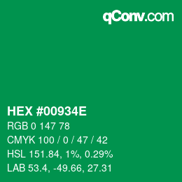 Color code: HEX #00934E | qconv.com