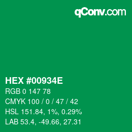 Color code: HEX #00934E | qconv.com