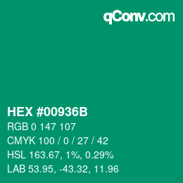 Color code: HEX #00936B | qconv.com