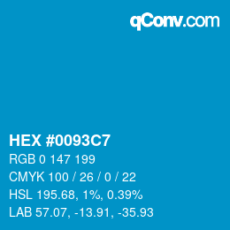 颜色代码: HEX #0093C7 | qconv.com