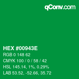 Color code: HEX #00943E | qconv.com