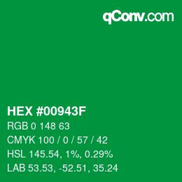 Color code: HEX #00943F | qconv.com