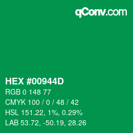 Color code: HEX #00944D | qconv.com