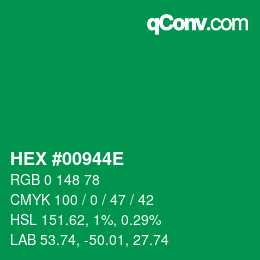 Color code: HEX #00944E | qconv.com