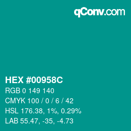 Código de color: HEX #00958C | qconv.com