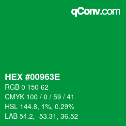 Color code: HEX #00963E | qconv.com