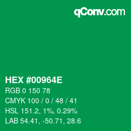 Color code: HEX #00964E | qconv.com