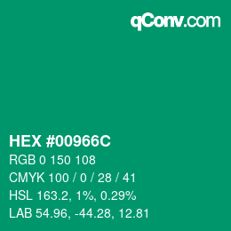 Color code: HEX #00966C | qconv.com