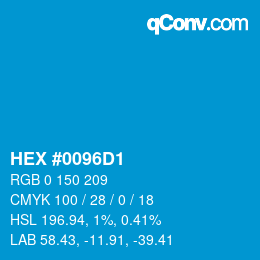 Farbcode: HEX #0096D1 | qconv.com