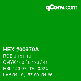 Color code: HEX #00970A | qconv.com