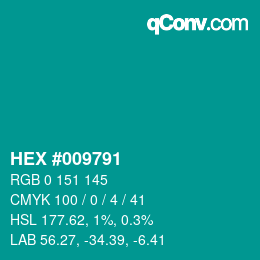 Color code: HEX #009791 | qconv.com