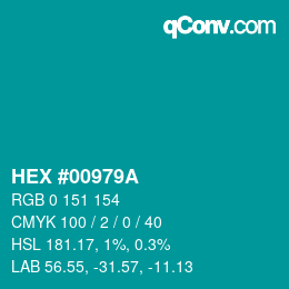 Color code: HEX #00979A | qconv.com
