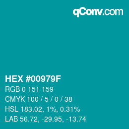 カラーコード: HEX #00979F | qconv.com