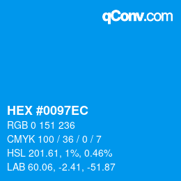 Color code: HEX #0097EC | qconv.com