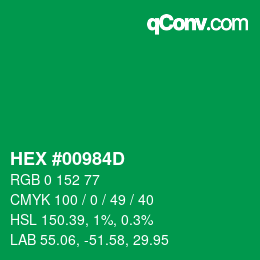 Color code: HEX #00984D | qconv.com