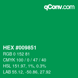 Código de color: HEX #009851 | qconv.com